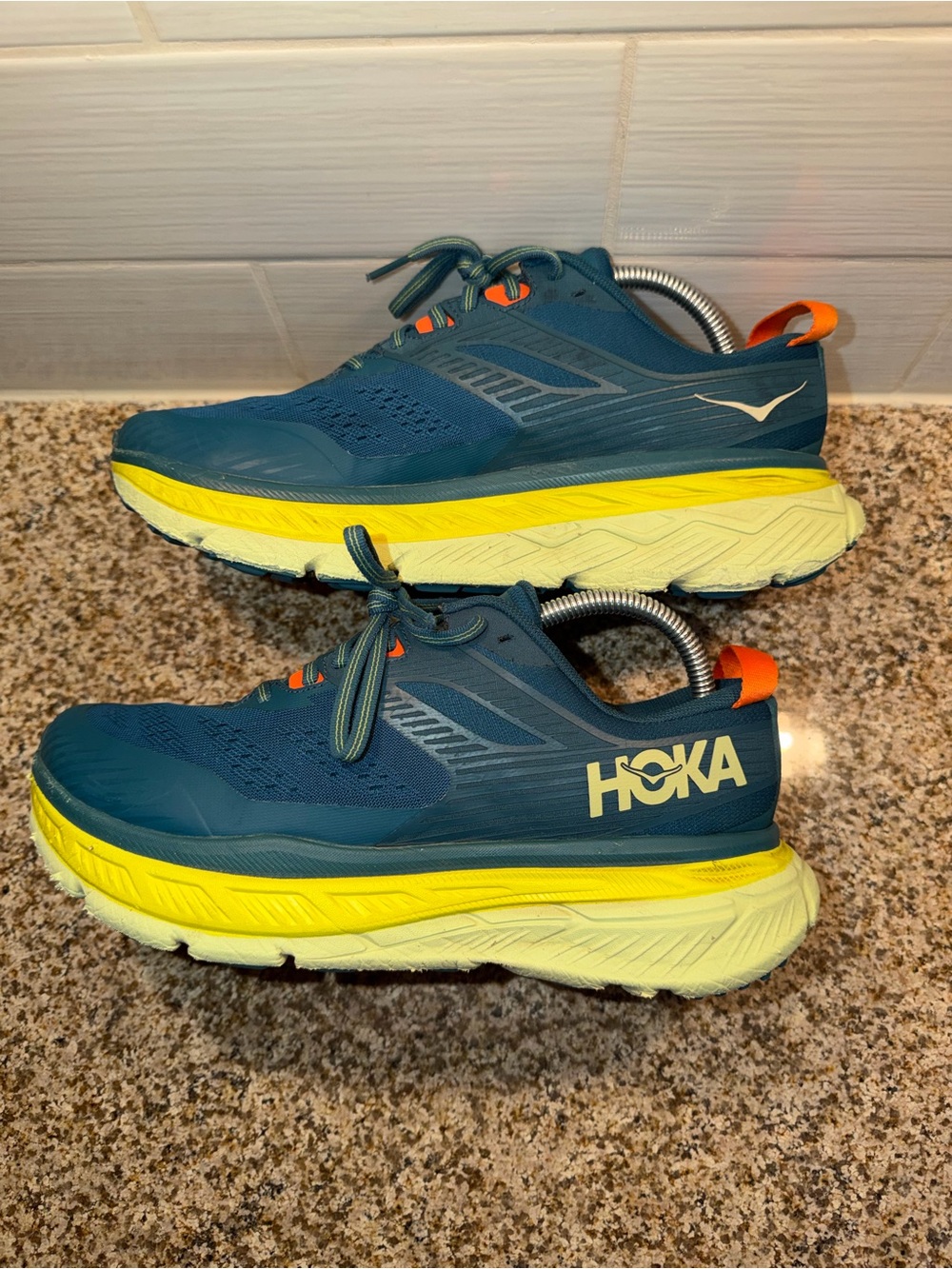 HOKA Men’s' Teal and Yellow Running Shoes
